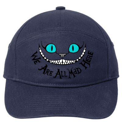 We Are All Mad Funny Scary Cat Eyes Cartoon 7-Panel Snapback Hat