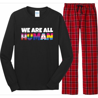 We Are All Hu Proud Lgbt Rainbow Flag Inspirational Gift Long Sleeve Pajama Set