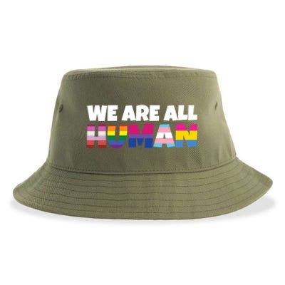 We Are All Hu Proud Lgbt Rainbow Flag Inspirational Gift Sustainable Bucket Hat