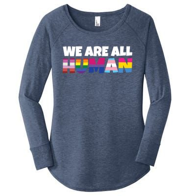 We Are All Hu Proud Lgbt Rainbow Flag Inspirational Gift Women's Perfect Tri Tunic Long Sleeve Shirt