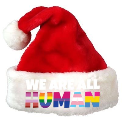 We Are All Hu Proud Lgbt Rainbow Flag Inspirational Gift Premium Christmas Santa Hat