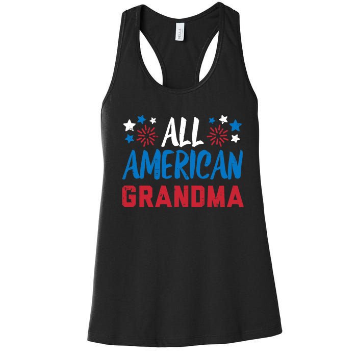 Wo All American Grandma 4th Of July Matching Family Patriotic Women's Racerback Tank