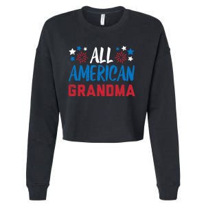 Wo All American Grandma 4th Of July Matching Family Patriotic Cropped Pullover Crew