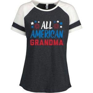 Wo All American Grandma 4th Of July Matching Family Patriotic Enza Ladies Jersey Colorblock Tee