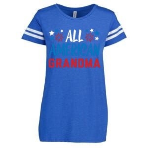 Wo All American Grandma 4th Of July Matching Family Patriotic Enza Ladies Jersey Football T-Shirt