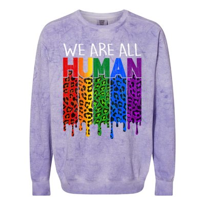 We Are All Hu Proud Lgbt Rainbow Flag Inspirational Funny Gift Colorblast Crewneck Sweatshirt