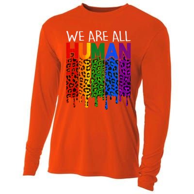 We Are All Hu Proud Lgbt Rainbow Flag Inspirational Funny Gift Cooling Performance Long Sleeve Crew