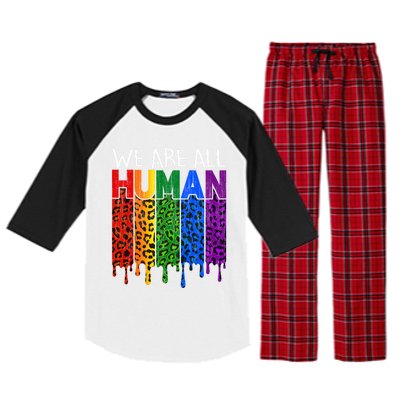 We Are All Hu Proud Lgbt Rainbow Flag Inspirational Funny Gift Raglan Sleeve Pajama Set