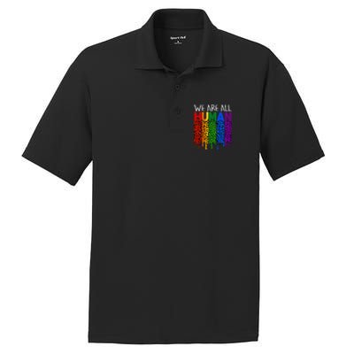 We Are All Hu Proud Lgbt Rainbow Flag Inspirational Funny Gift PosiCharge RacerMesh Polo