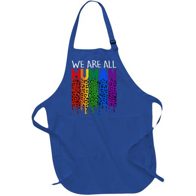 We Are All Hu Proud Lgbt Rainbow Flag Inspirational Funny Gift Full-Length Apron With Pockets