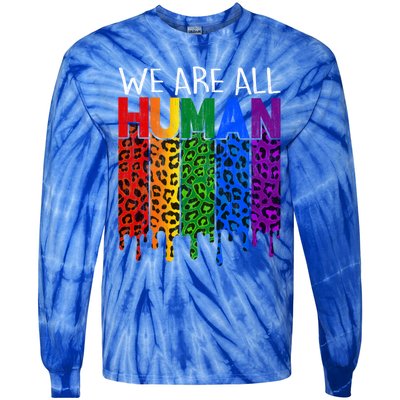 We Are All Hu Proud Lgbt Rainbow Flag Inspirational Funny Gift Tie-Dye Long Sleeve Shirt