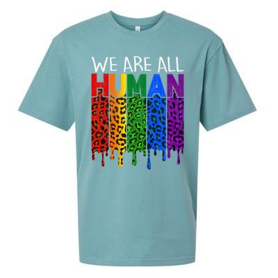 We Are All Hu Proud Lgbt Rainbow Flag Inspirational Funny Gift Sueded Cloud Jersey T-Shirt