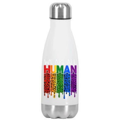 We Are All Hu Proud Lgbt Rainbow Flag Inspirational Funny Gift Stainless Steel Insulated Water Bottle