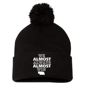 We Almost Always Almost Win Nebraska Map Pom Pom 12in Knit Beanie