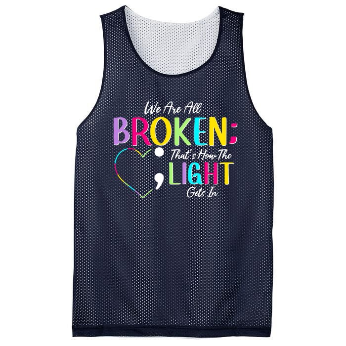 We Are All Colored Hearts Raise Awareness For Mental Health Mesh Reversible Basketball Jersey Tank