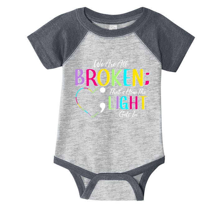 We Are All Colored Hearts Raise Awareness For Mental Health Infant Baby Jersey Bodysuit