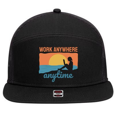 Work Anywhere Anytime 7 Panel Mesh Trucker Snapback Hat