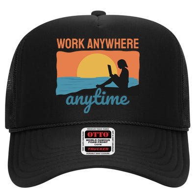 Work Anywhere Anytime High Crown Mesh Back Trucker Hat