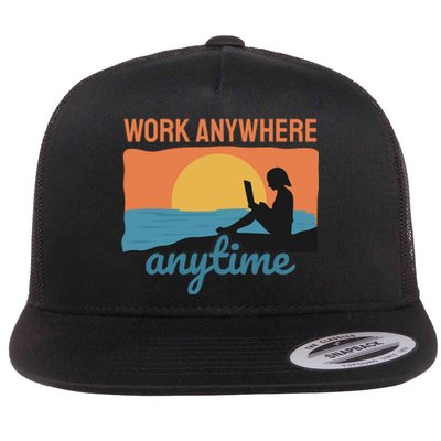 Work Anywhere Anytime Flat Bill Trucker Hat