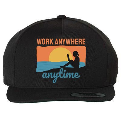 Work Anywhere Anytime Wool Snapback Cap