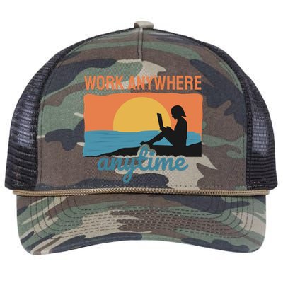 Work Anywhere Anytime Retro Rope Trucker Hat Cap