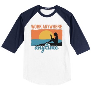 Work Anywhere Anytime Baseball Sleeve Shirt