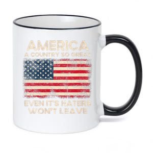 Wo America A Country So Great Even Its Haters Wont Leave USA 11oz Black Color Changing Mug