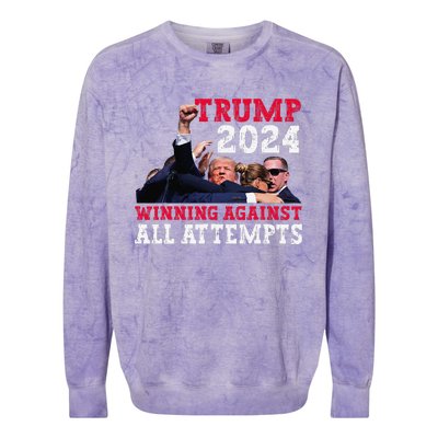 Winning Against All Attempts 47th President Trump Fist Pump Colorblast Crewneck Sweatshirt