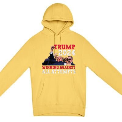 Winning Against All Attempts 47th President Trump Fist Pump Premium Pullover Hoodie