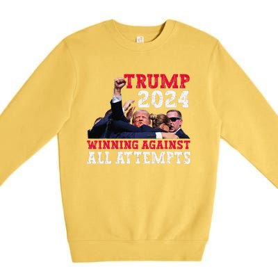 Winning Against All Attempts 47th President Trump Fist Pump Premium Crewneck Sweatshirt