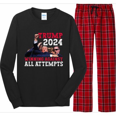 Winning Against All Attempts 47th President Trump Fist Pump Long Sleeve Pajama Set