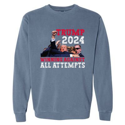 Winning Against All Attempts 47th President Trump Fist Pump Garment-Dyed Sweatshirt