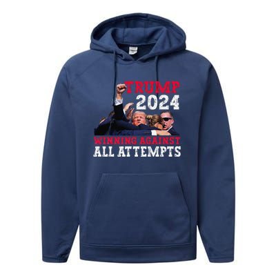 Winning Against All Attempts 47th President Trump Fist Pump Performance Fleece Hoodie