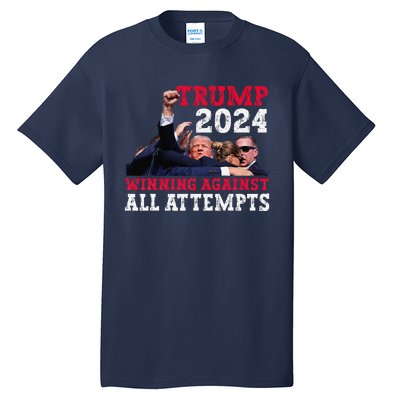 Winning Against All Attempts 47th President Trump Fist Pump Tall T-Shirt