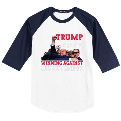 Winning Against All Attempts 47th President Trump Fist Pump Baseball Sleeve Shirt