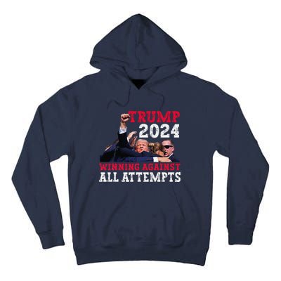 Winning Against All Attempts 47th President Trump Fist Pump Tall Hoodie