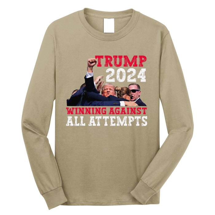 Winning Against All Attempts 47th President Trump Fist Pump Long Sleeve Shirt