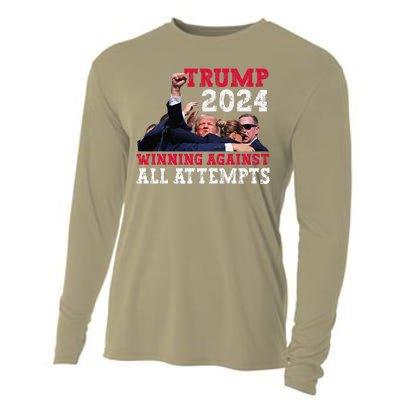 Winning Against All Attempts 47th President Trump Fist Pump Cooling Performance Long Sleeve Crew