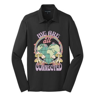 We Are All Connected Earth Day Silk Touch Performance Long Sleeve Polo