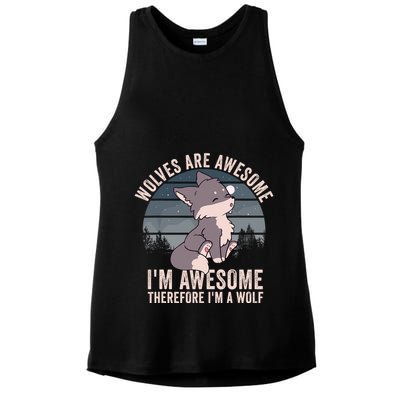 Wolves Are Awesome. IM Awesome Therefore IM A Wolf Ladies PosiCharge Tri-Blend Wicking Tank