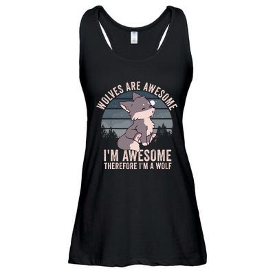 Wolves Are Awesome. IM Awesome Therefore IM A Wolf Ladies Essential Flowy Tank