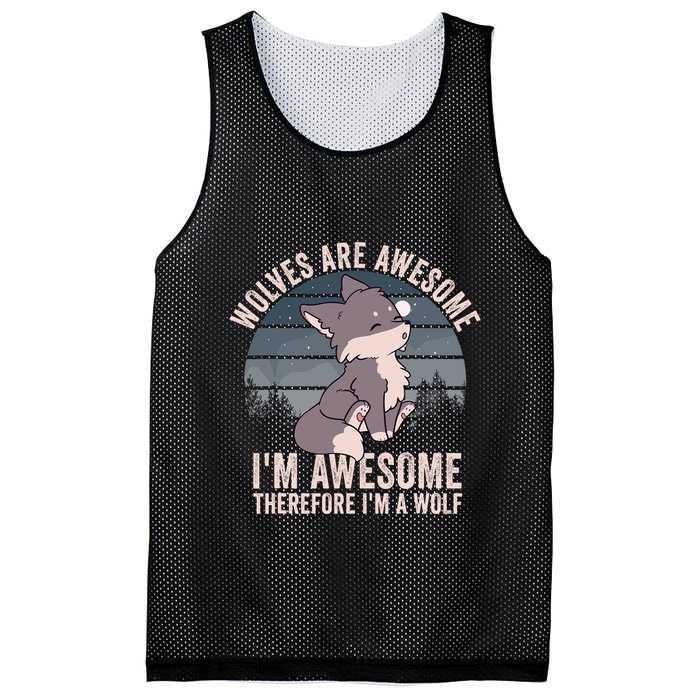 Wolves Are Awesome. IM Awesome Therefore IM A Wolf Mesh Reversible Basketball Jersey Tank