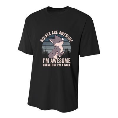Wolves Are Awesome. IM Awesome Therefore IM A Wolf Youth Performance Sprint T-Shirt