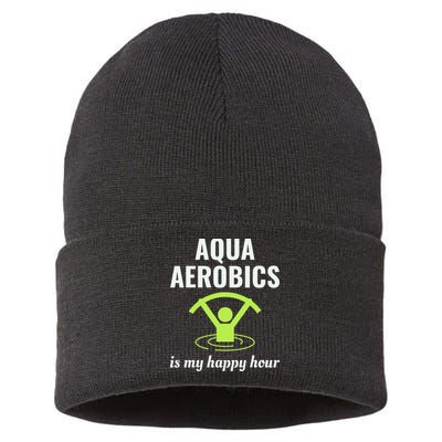 Water Aerobics Aquatic Fitness Aqua Exercise Workout Funny Sustainable Knit Beanie