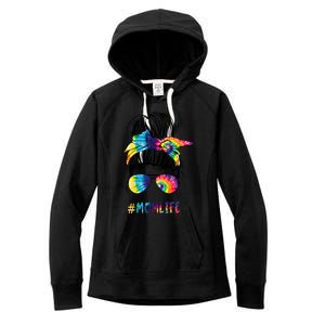 Wo Autism Awareness Mom Life Autism Mom Mama Tie Dye Funny Gift Women's Fleece Hoodie