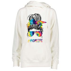 Wo Autism Awareness Mom Life Autism Mom Mama Tie Dye Funny Gift Womens Funnel Neck Pullover Hood