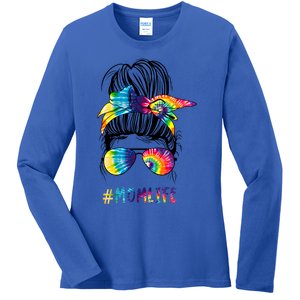 Wo Autism Awareness Mom Life Autism Mom Mama Tie Dye Funny Gift Ladies Long Sleeve Shirt