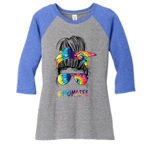 Wo Autism Awareness Mom Life Autism Mom Mama Tie Dye Funny Gift Women's Tri-Blend 3/4-Sleeve Raglan Shirt