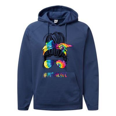 Wo Autism Awareness Mom Life Autism Mom Mama Tie Dye Funny Gift Performance Fleece Hoodie