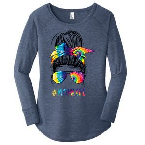 Wo Autism Awareness Mom Life Autism Mom Mama Tie Dye Funny Gift Women's Perfect Tri Tunic Long Sleeve Shirt